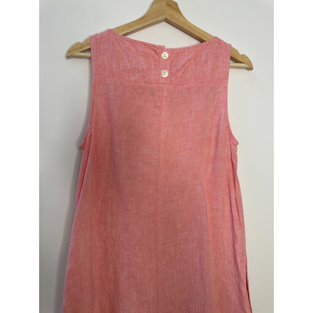 J. Jill Love Linen Shift Dress Pockets Sleeveless Button Bottom Coral Small - Picture 6 of 11